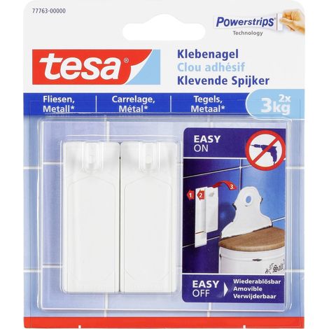 Tesa Clavos adhesivos blancos para superficies lisas