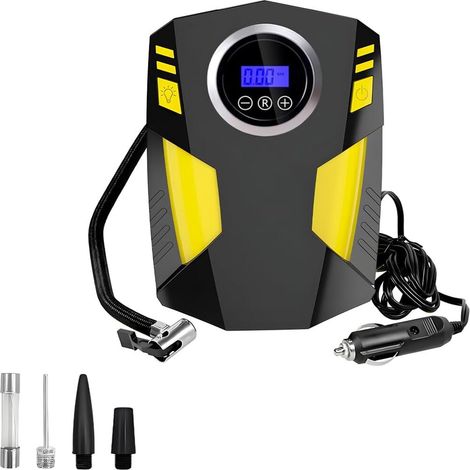 Compresseur D'air Électrique Portable - Affichage Numérique Et Arrêt Automatique - Pour Voiture Moto Vélo - Noir (1/5)