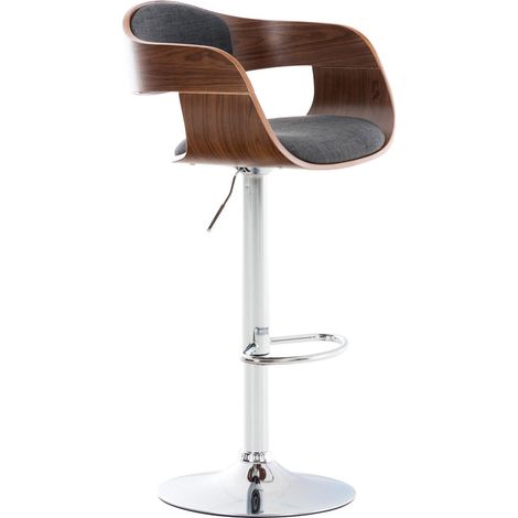 Sgabello da bar x1 design scandinavo in tessuto grigio scuro e struttura in legno color noce 100005047