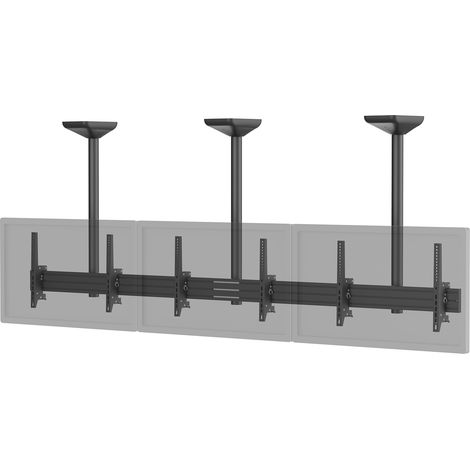 Support TV plafond menu board 3 écrans 45''-50'' Hauteur 100cm noir (1/3)