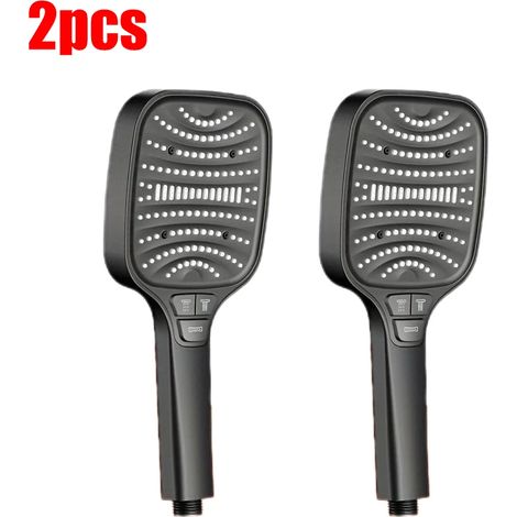 (Lot de 2 noirs) Pommeau de douche turbo pressurisé 8 modes, grand panneau de 12 cm, économe en eau, filtre ABS épais anti-explosion (1/5)