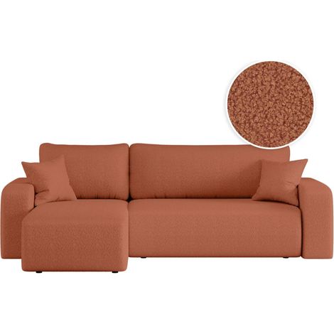 Canapé d'angle ALYA convertible et réversible 4 places en tissu bouclette - Terracotta (1/5)