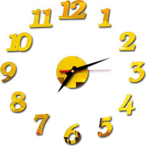 Horloge Murale 3D - Sans Cadre - Miroir Acrylique - Pour Décoration Intérieure - Diamètre Réglable - Kit Autocollant Inclus - 1 Pièce (1/5)