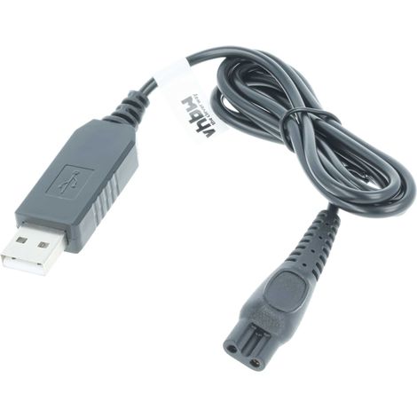 vhbw Câble USB de charge compatible avec Philips Hairclipper 3000, 5000, 7000, 9000, HP2843, HP6400 rasoir - Câble d'alimentation, 100 cm, noir
