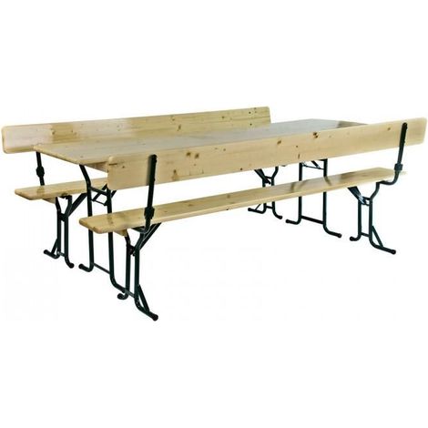 Table et bancs de brasserie - Ensemble de jardin 3 pces 220 x 60 cm