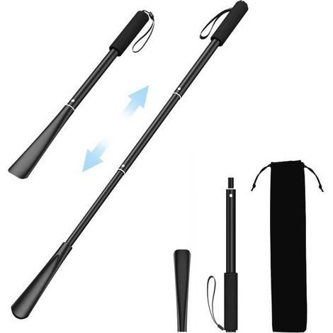 Calzador de mango largo, calzador retráctil de 11" a 33,5", calzador de aluminio