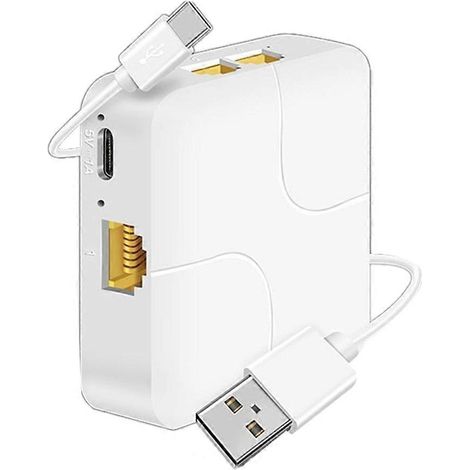 Universeller Ethernet-Splitter mit USB-C-Verlängerung und Gigabit-Internetstromversorgung, 1 auf 4 RJ45-Adapter (1/5)