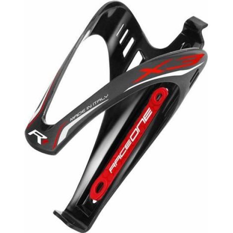 Porte-bidon - Race One - Modèle X3 - Mat noir - Décor rouge - Résistant et léger (1/3)
