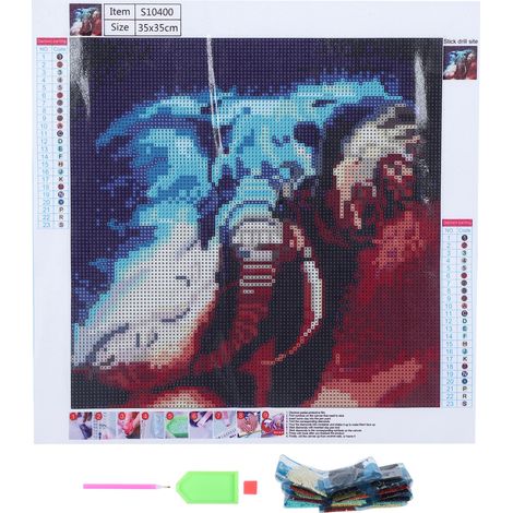 Kit de peinture diamant DIY numéroté, motif éléphant animal, broderie tableau décoration murale (1/5)