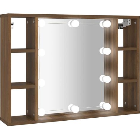 vidaXL Mueble con espejo y LED color roble marrón 76x15x55 cm (1/2)