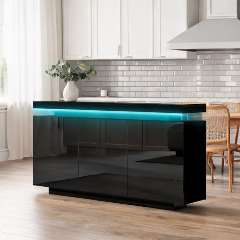 Buffet coloris noir en panneau de particules 140 x 38 x 72 cm (1/5)