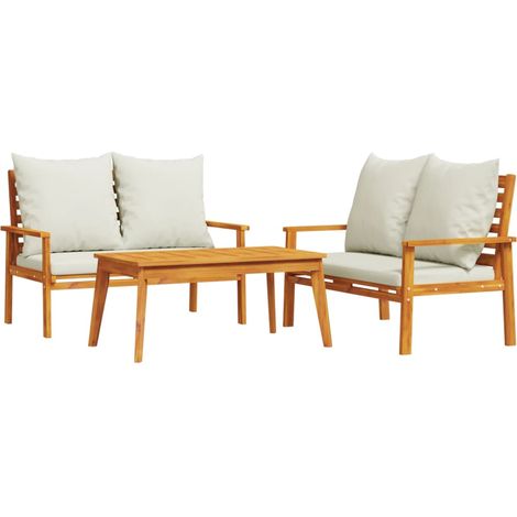 Maison Exclusive - Set Mobili da Giardino 3pz con Cuscini Legno Massello di Acacia