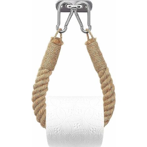 Soporte para papel higiénico, toallero de cuerda de cáñamo para baño y cocina, soporte para papel de baño, soporte para rollo de toallas de baño (amarillo) (1/5)
