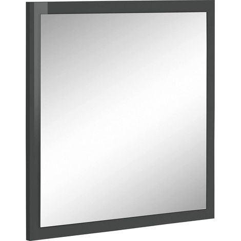 Dmora Specchiera da parete con cornice, Made in Italy, Specchio da bagno, cm 60x2h60, colore Antracite lucido, con imballo rinforzato