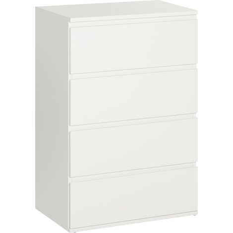 Commode, buffet à 4 tiroirs, meuble de bureau anti-basculement blanc, 55 x 33 x 80 cm, idéal pour les espaces de vie et de travail. (1/5)