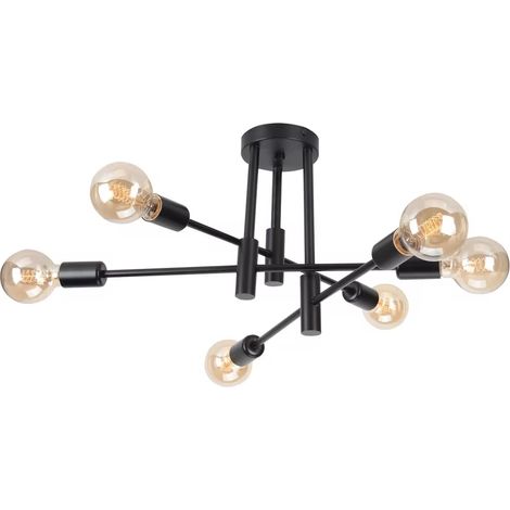 Lustre Sputnik, éclairage suspendu nordique moderne du milieu du siècle, plafonnier à 6 lampes (ampoule non incluse) (1/5)