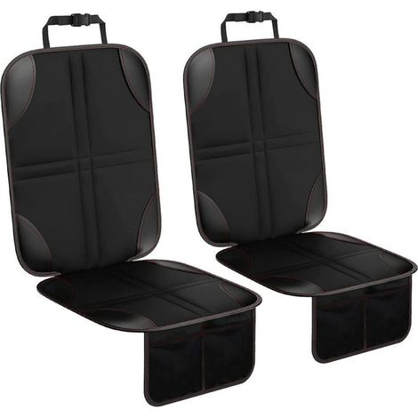 2-piece car seat protector, non-slip, with storage pockets, universal and waterproof, made of Oxford fabric, for children, babies and pets (black) (1/4)