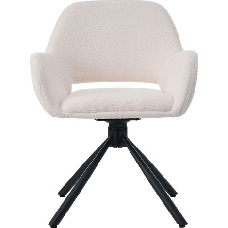 Set de 6 sillas de comedor giratorias de tejido Sherpa blanco con reposabrazos MODENUIT (1/5)