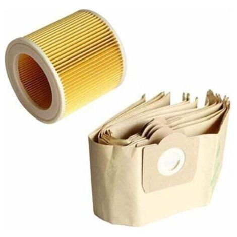 Lot de 5 sacs à poussière et de filtres à cartouche pour aspirateur WD3 Premium, 3.300 M, 3.200, WD3.500 P, 6.959 130. (1/5)