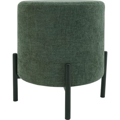 Hocker Rebecca Mobili Daikon 43,5x38x38 Polyestergewebe Stahl Dunkelgrün Schwarz Modern