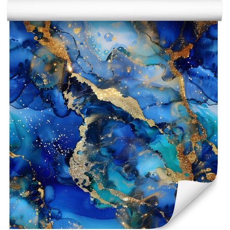 Papier peint bleu encre et bleu marine, fond bleu pour salon et chambre 50x1000 (1/5)