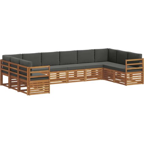 Ensemble de canapé d'angle 10 pcs Salon de jardin Naturel et Anthracite (1/5)