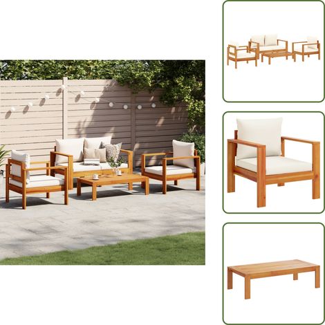 Gartenstuhl - vidaXL 4-tlg. Garten-Sofagarnitur mit Kissen Massivholz Akazie - Sitzkissen