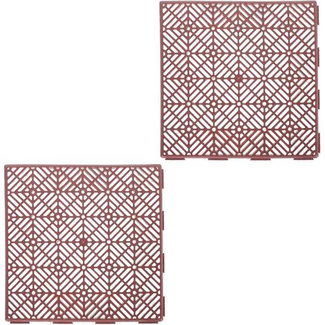Tapis antidérapants en plastique durable, adaptés aux jardins, rouges, faciles à installer et à assembler, lot de 2. (1/5)