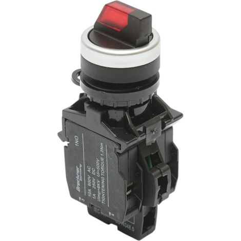 Selettore luminoso 24V AC/DC LED rosso con 2 posizioni 1NO+1NC, 10A/600V AC, 1A/250V DC LA42 Breckner Germany (1/5)