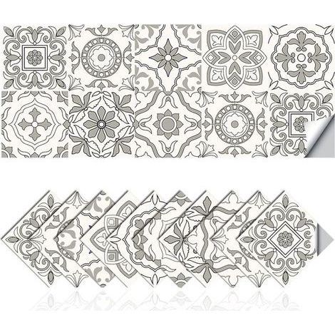 Adesivi per piastrelle a mosaico in PVC impermeabile per bagno e cucina (20x20 cm), adesivi autoadesivi semplici in stile marocchino per cucina e bagno, adesivi fai da te (1/5)