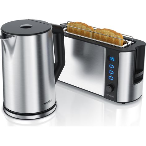Arendo Frühstücks-Set in silber - Wasserkocher / Toaster (1/5)