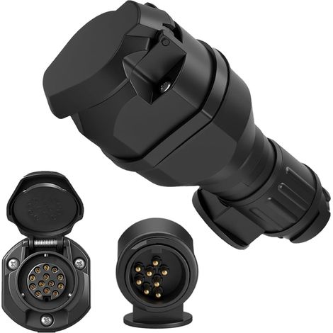 Adaptateur de remorque 13 broches - Compatible Canbus - Fiche de remorque 12 V 13 broches selon la norme ISO 11446 avec indicateur LED - Prise pour remorque de voiture - Étanche pour (1/5)