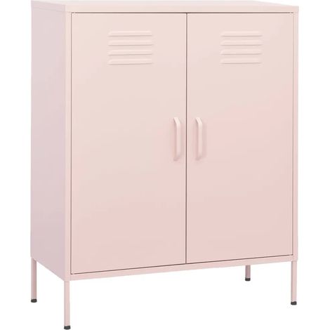 Armario de almacenamiento de diseño práctico de 80 x 35 x 101,5 cm con estantes ajustables en acero rosa 020046857 (1/5)