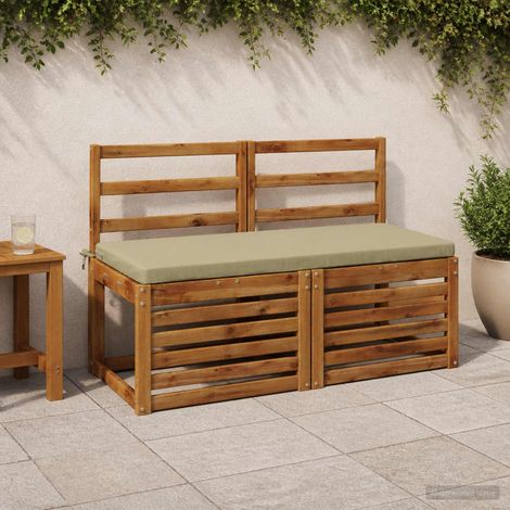 vidaXL Coussins de banc 2 pièces SOEST 2 pc 100 % polyester Vert clair (1/5)