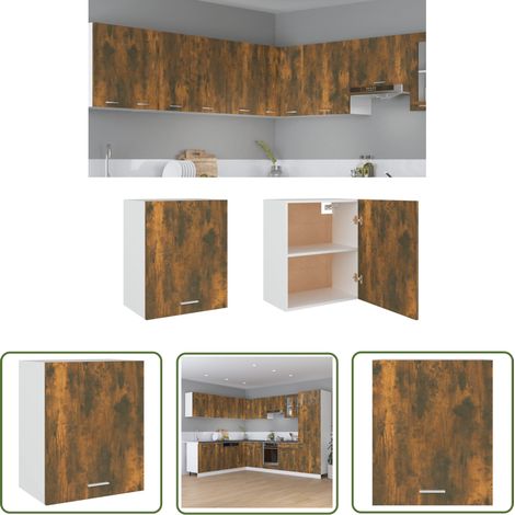 The Living Store Armoire suspendue Chêne fumé 50x31x60 cm Bois d'ingénierie - Armoire Suspendue - Meuble De Cuisine - Rangement Mural - Armoire Murale - Bois D'ingénierie (1/5)