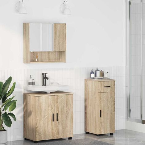 Bathroom Furniture Set 3 pcs Sonoma Oak 61 x 35 x 64 cm vidaXL (1/5)