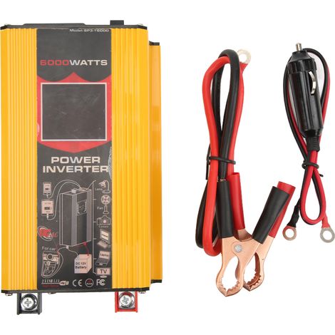 Onduleur à onde sinusoïdale modifiée 12V vers 110V avec affichage LCD, double USB et prise voiture jaune pour camping-car et camion (1/5)