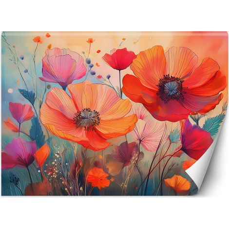 Fototapete Blumen Botanicals Mohnblumen Abstraktion 200x140 cm