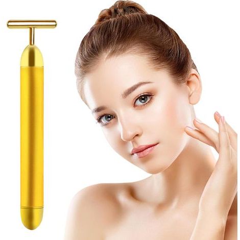 Gold Skin Care Gesichtsmassageroller, 2-in-1 elektrischer 3D-Roller und T-förmiger Energie-Schönheitsriegel für Facelift und Hautstraffung (1/5)
