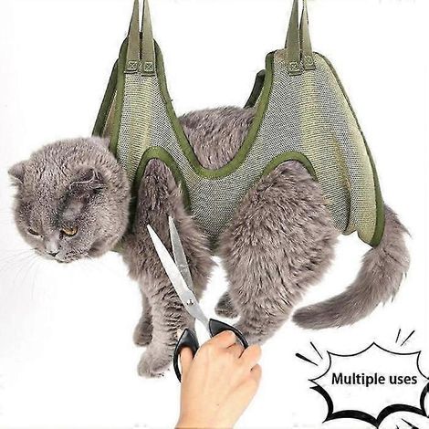 Harnais hamac de toilettage pour chats et petits chiens Sac de contention hamac pour animaux de compagnie Écharpe de toilettage pour chiens pour la coupe des griffes et les soins des oreilles/yeux ( (1/5)