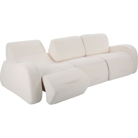 Divano modulare letto 3 posti 247x115 cm in velluto a coste beige senza montaggio - CHICFURN (1/5)