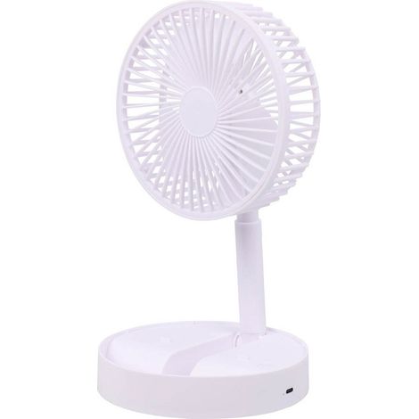 Ventilador de sobremesa plegable y recargable blanco, 3 velocidades, ø165 x 360 mm