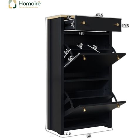 Colonnes de rangement noir en mdf 50 x 25 x 95 cm HOMAIRE (1/5)