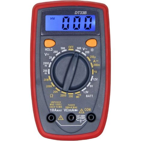 Outils de mesure Multimètre numérique rétroéclairé LCD Testeur de tension de diodes Compteur électrique Testeur électronique-AquaForge (1/5)