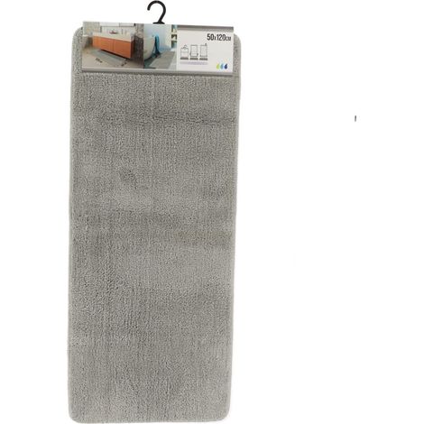 Tapis microfibre double vasque 50x120 cm dessous latex - gris clair - Tendance