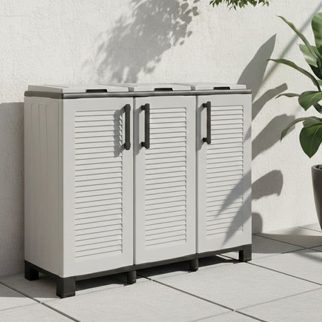 Dmora Armoire extérieure ou interne, portable 3 sacs à 3 portes, 100% Made in Italy, 102x37h90 cm, couleur gris clair, avec emballage renforcé (1/4)