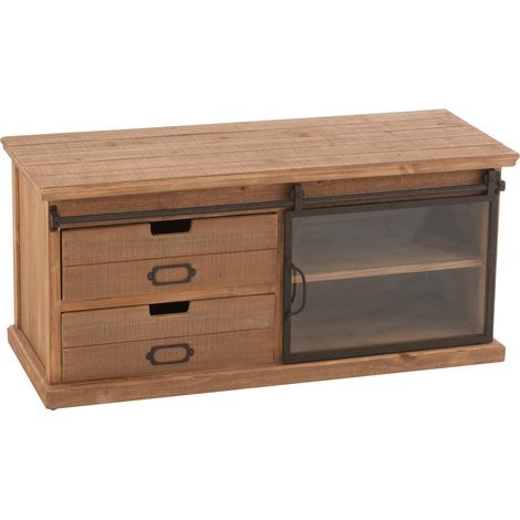 Meuble TV industriel 100x39,5x45,5 cm en bois et métal - HUSTRIO