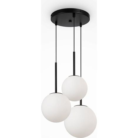 Suspension moderne noire - 3 globes en grappe DELTONA (1/4)