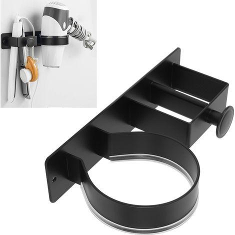 Wandmontierter Haartrocknerhalter aus Aluminium mit stabiler Konstruktion und minimalistischem Design für Haartrockner und Glätteisen. (1/5)