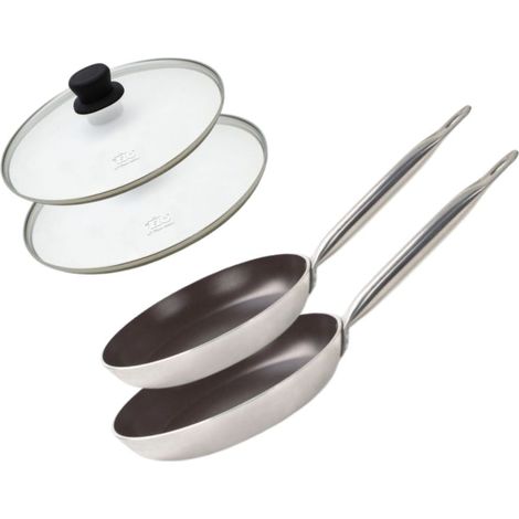 Set de 2 Poêles 24 et 28 cm céramique sans PFAS et 2 couvercles Bistro Line Elo (1/5)